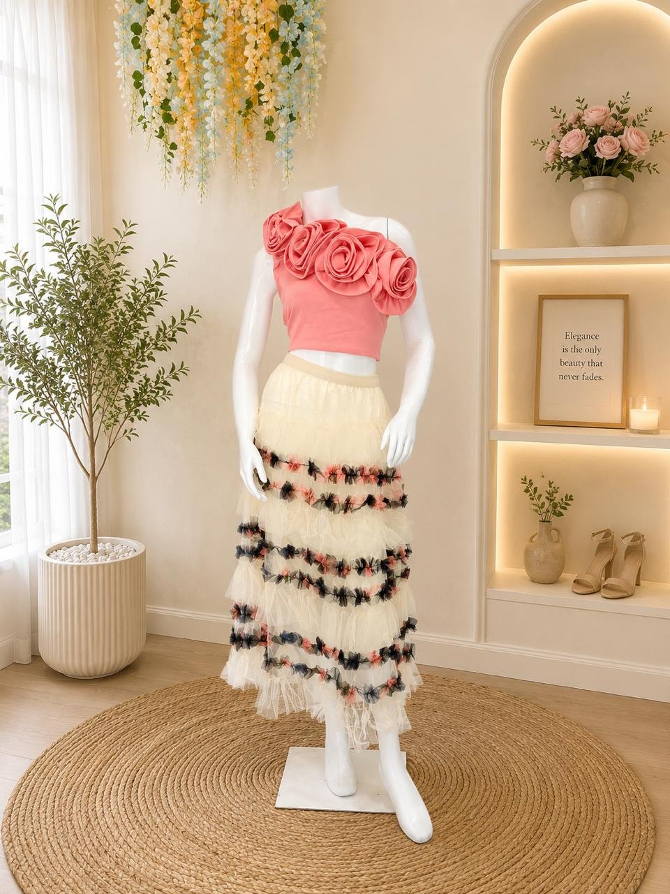 Coral Rosette Tiered Set