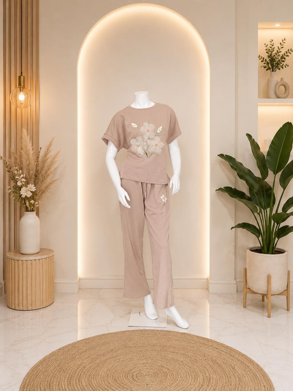 Floral Embroidered Lounge Set